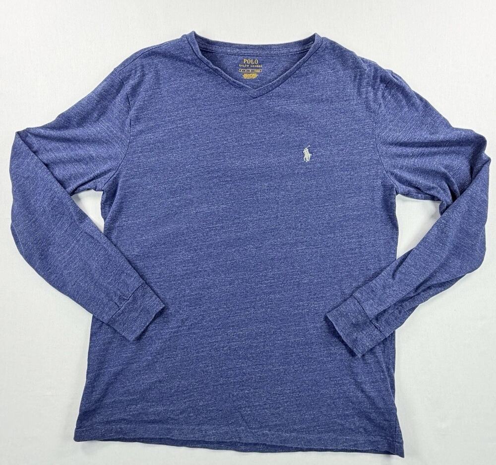 Polo Ralph Lauren Men’s Crew Neck Classic Fit Blue Long Sleeve Shirt Size M